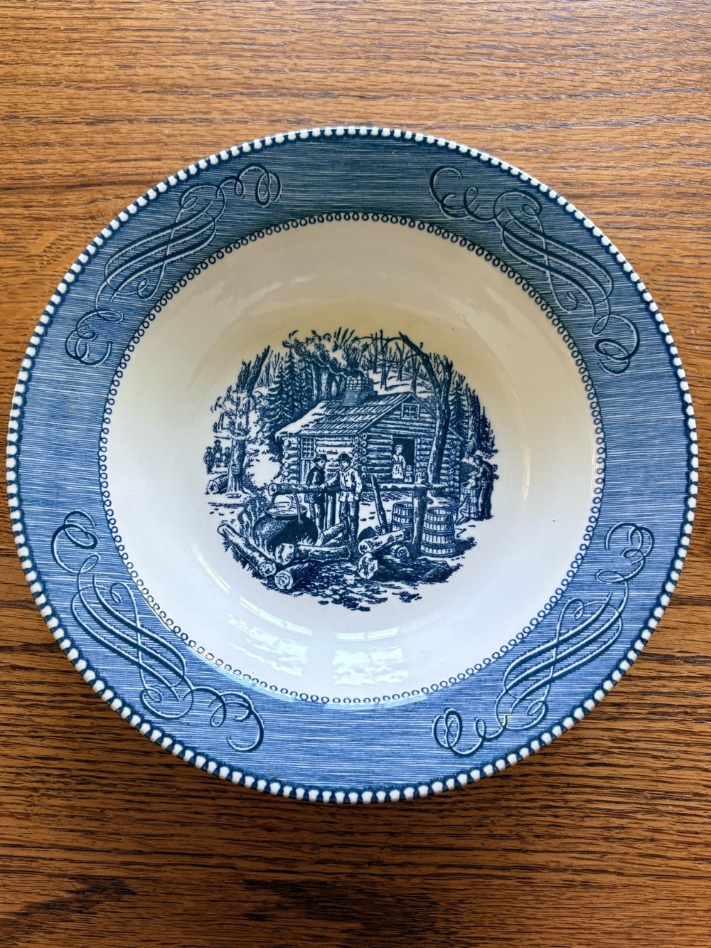 VTG Currier & Ives Maple Sugaring 9 inch bowl